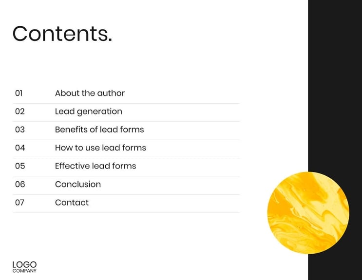 Free e-books lead generation template