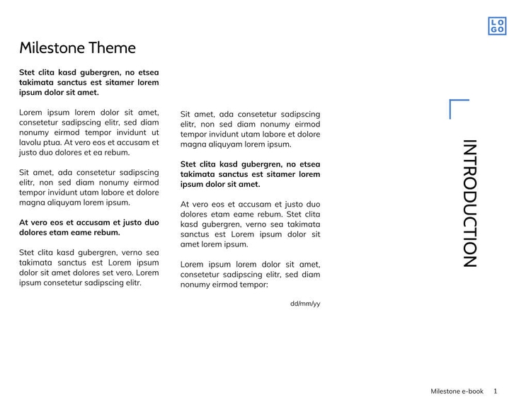 Free e-books milestone template