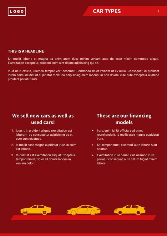 Free booklet  car dealer template