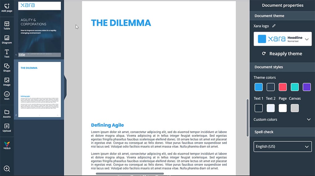 Video showing how to select a table template
