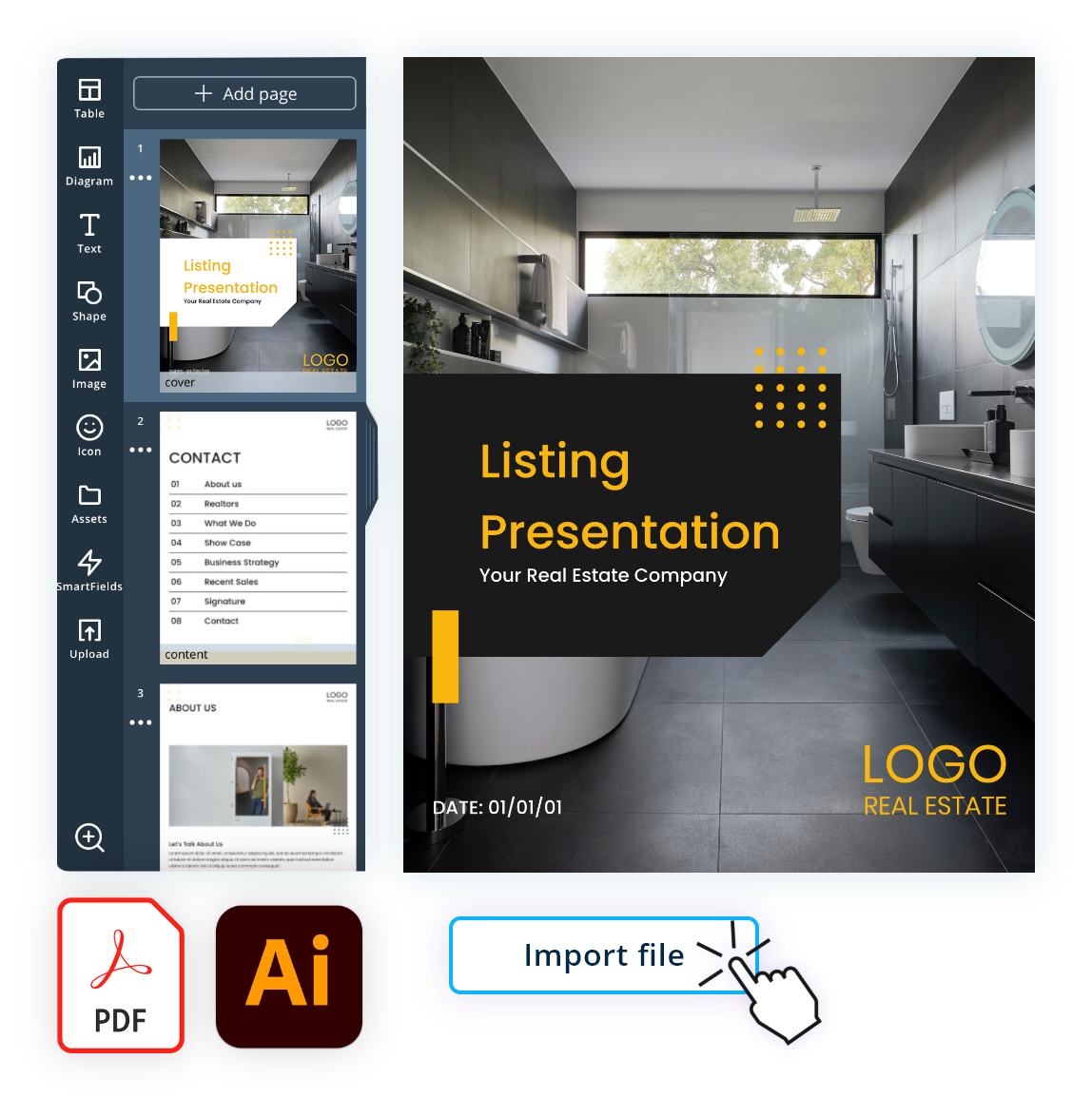 Import marketing materials