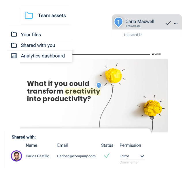 A Business team collaborating and updating a document in Xara Cloud