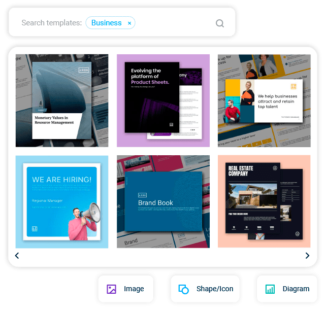 Business templates research in Xara Cloud Visual Communication Platform